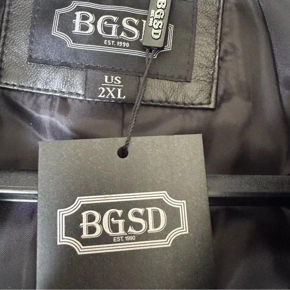 BGSD Men's Black Genuine Leather Blazer Jacket Size 2XL NWT - Picture 4 of 10